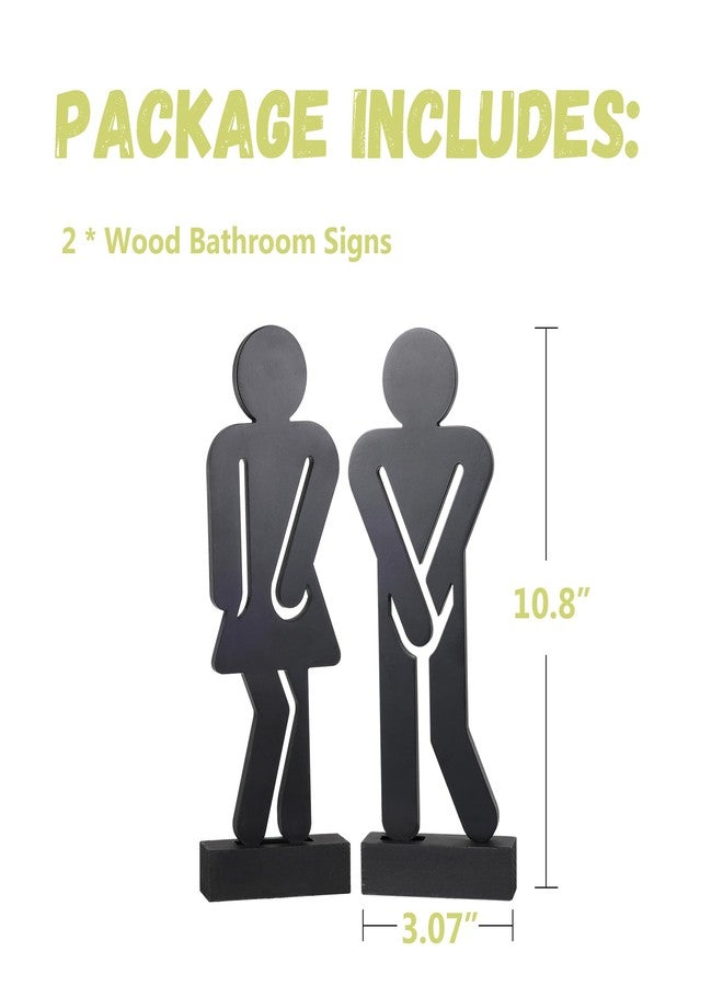 Litivy Set of 2 Farmhouse Bathroom Decor Signs Rustic Wooden Restroom Decorative Signs (2Signs) - Image 5